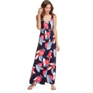 Boden Jersey Maxi Dress Sleeveless Floral Print Navy Blue Size 6 Long